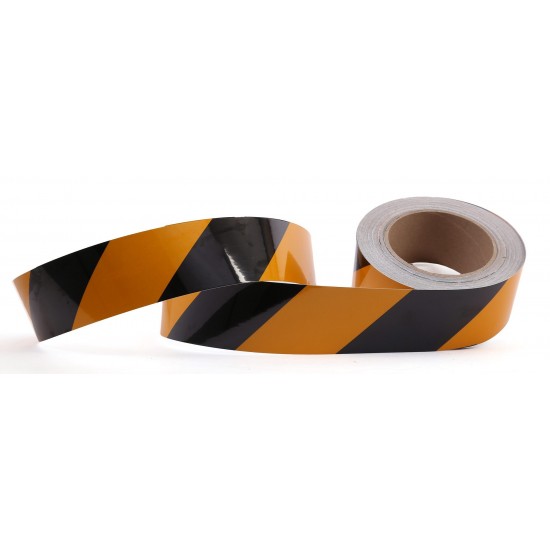 Sarı - Siyah Fosforlu Reflektif Şerit Bant 50mm X 23 Metre SAĞ