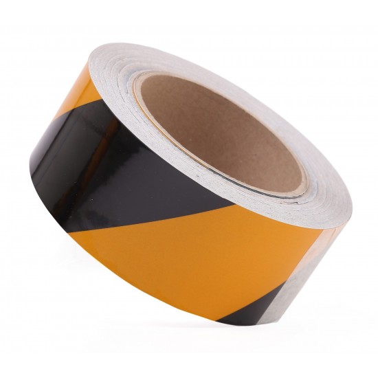 Sarı - Siyah Fosforlu Reflektif Şerit Bant 50mm X 23 Metre SAĞ