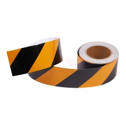 Sarı - Siyah Fosforlu Reflektif Şerit Bant 70mm X 23 Metre SAĞ