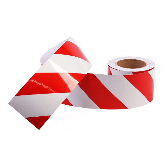 Kırmızı - Beyaz Fosforlu Reflektif Şerit Bant 92mm X 23 Metre SOL