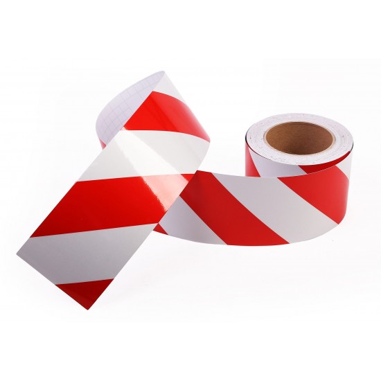 Kırmızı - Beyaz Fosforlu Reflektif Şerit Bant 92mm X 23 Metre SOL