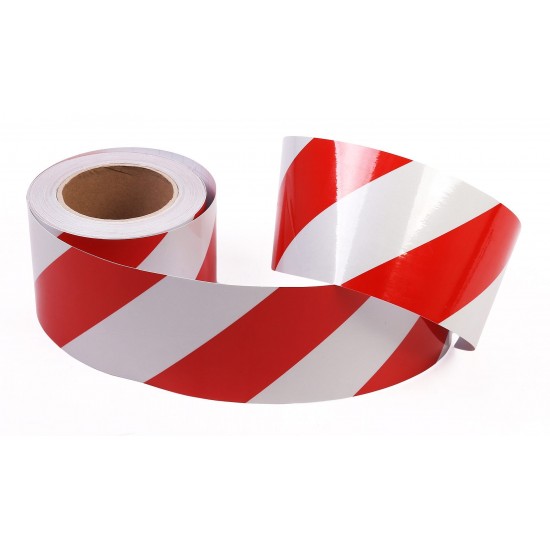 Kırmızı - Beyaz Fosforlu Reflektif Şerit Bant 90mm X 23 Metre SAĞ