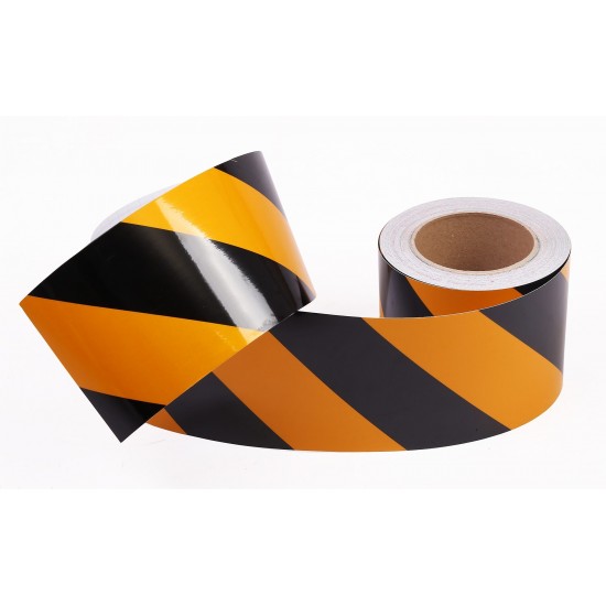 Sarı - Siyah Fosforlu Reflektif Şerit Bant 100mm X 23 Metre SOL