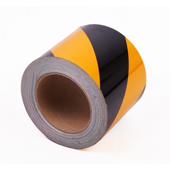 Sarı - Siyah Fosforlu Reflektif Şerit Bant 100mm X 23 Metre SOL