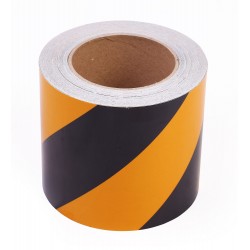 Sarı - Siyah Fosforlu Reflektif Şerit Bant 110mm X 23 Metre SAĞ