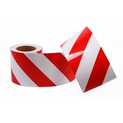 Kırmızı - Beyaz Fosforlu Reflektif Şerit Bant 130mm X 23 Metre SOL