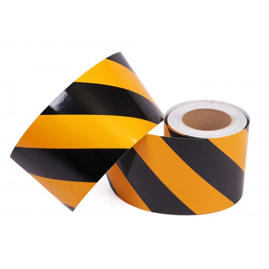 Sarı - Siyah Fosforlu Reflektif Şerit Bant 130mm X 23 Metre SOL