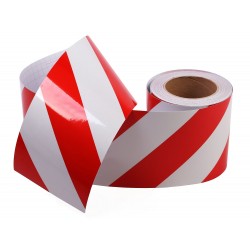 Red - White Phosphorescent Reflective Stripe Band 130mm X 23 Meter RIGHT