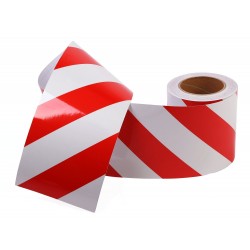 Red - White Phosphorescent Reflective Stripe Band 140mm X 23 Meter LEFT