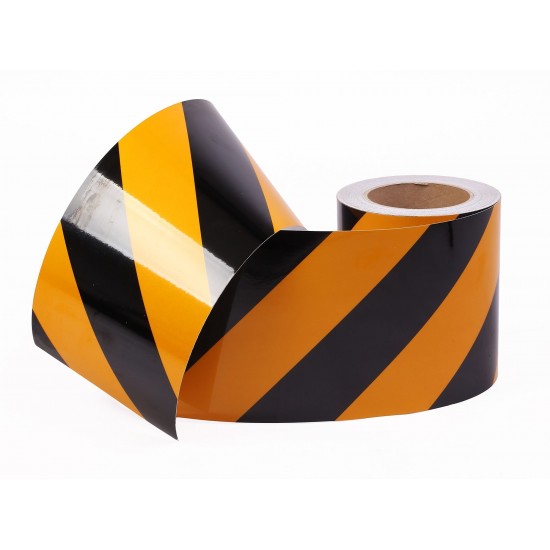 Sarı - Siyah Fosforlu Reflektif Şerit Bant 140mm X 23 Metre SAĞ