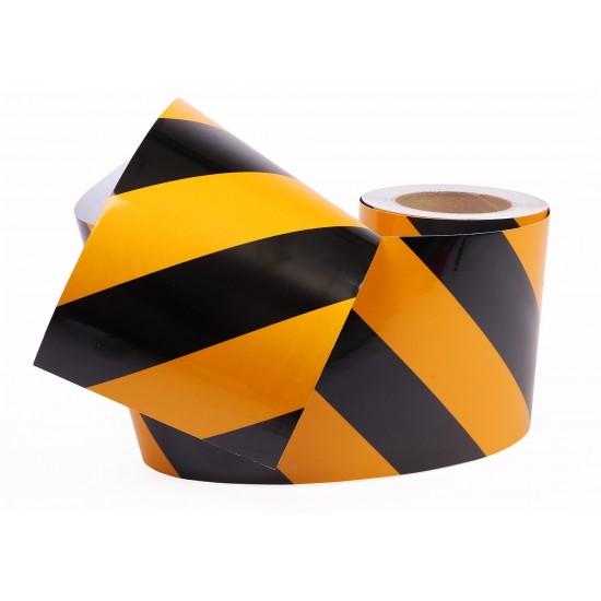 Sarı - Siyah Fosforlu Reflektif Şerit Bant 150mm X 23 Metre SOL
