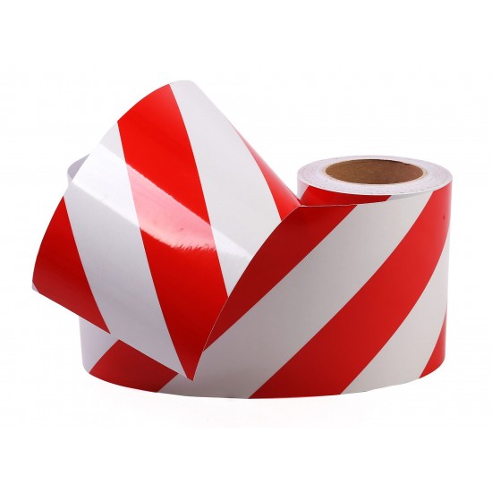 Kırmızı - Beyaz Fosforlu Reflektif Şerit Bant 150mm X 23 Metre SAĞ
