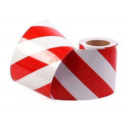 Kırmızı - Beyaz Fosforlu Reflektif Şerit Bant 160mm X 23 Metre SOL