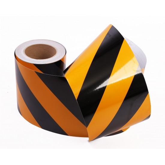 Sarı - Siyah Fosforlu Reflektif Şerit Bant 160mm X 23 Metre SOL