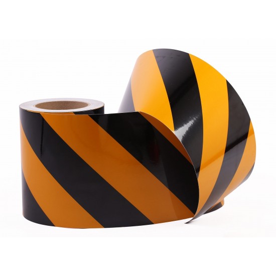 Sarı - Siyah Fosforlu Reflektif Şerit Bant 160mm X 23 Metre SOL