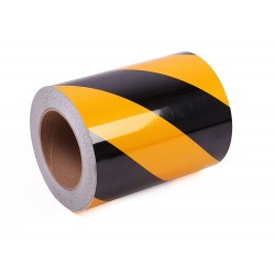Sarı - Siyah Fosforlu Reflektif Şerit Bant 160mm X 23 Metre SAĞ