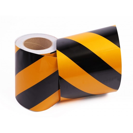 Sarı - Siyah Fosforlu Reflektif Şerit Bant 160mm X 23 Metre SAĞ