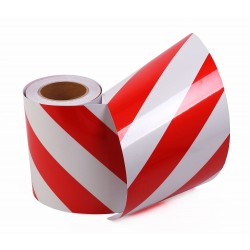Kırmızı - Beyaz Fosforlu Reflektif Şerit Bant 190mm X 23 Metre SOL
