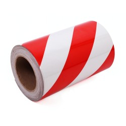 Kırmızı - Beyaz Fosforlu Reflektif Şerit Bant 200mm X 23 Metre SOL