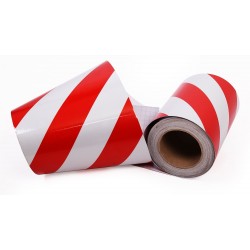 Kırmızı - Beyaz Fosforlu Reflektif Şerit Bant 200mm X 23 Metre SOL