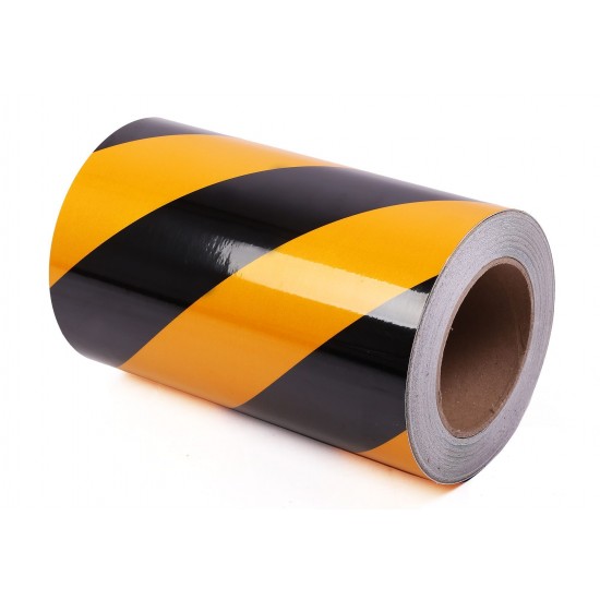 Sarı - Siyah Fosforlu Reflektif Şerit Bant 200mm X 23 Metre SOL