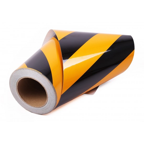 Sarı - Siyah Fosforlu Reflektif Şerit Bant 200mm X 23 Metre SOL