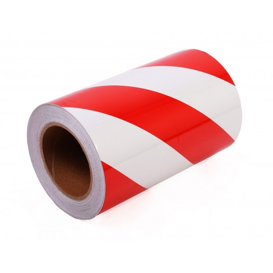 Kırmızı - Beyaz Fosforlu Reflektif Şerit Bant 200mm X 23 Metre SAĞ