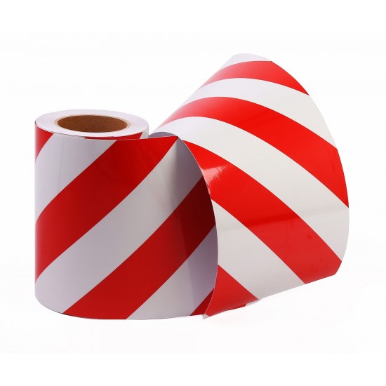 Kırmızı - Beyaz Fosforlu Reflektif Şerit Bant 200mm X 23 Metre SAĞ