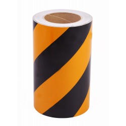 Sarı - Siyah Fosforlu Reflektif Şerit Bant 200mm X 23 Metre SAĞ
