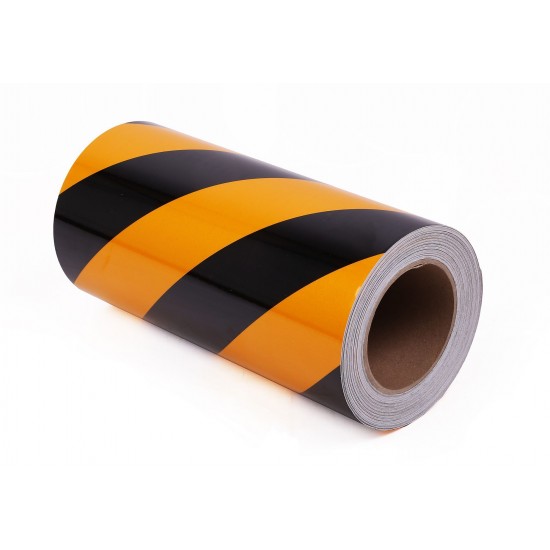 Sarı - Siyah Fosforlu Reflektif Şerit Bant 400mm X 23 Metre SOL