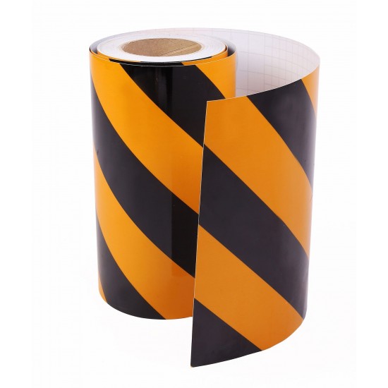 Sarı - Siyah Fosforlu Reflektif Şerit Bant 400mm X 23 Metre SOL