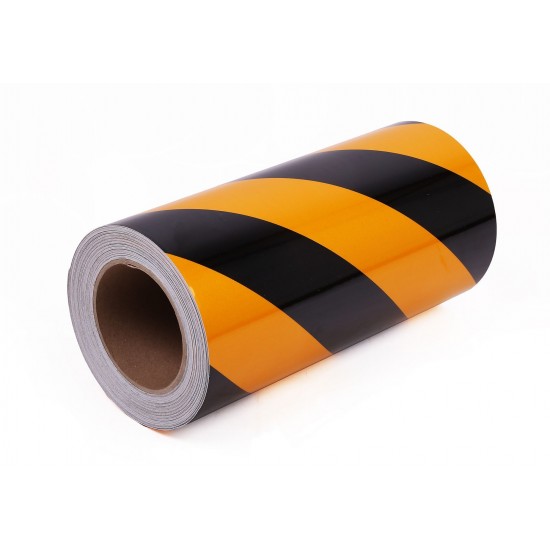 Sarı - Siyah Fosforlu Reflektif Şerit Bant 400mm X 23 Metre SAĞ