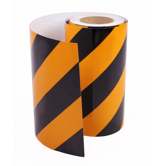 Sarı - Siyah Fosforlu Reflektif Şerit Bant 400mm X 23 Metre SAĞ
