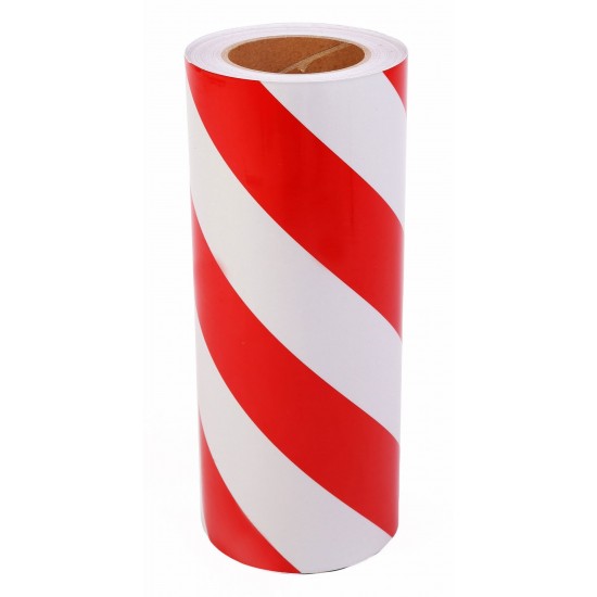 Kırmızı - Beyaz Fosforlu Reflektif Şerit Bant 400mm X 23 Metre SOL
