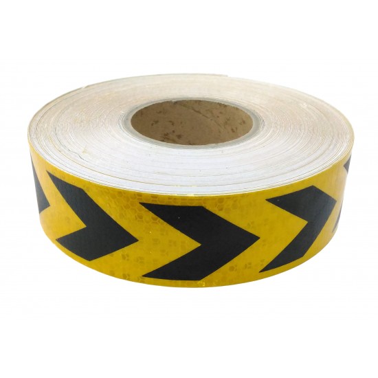 50mm Siyah Ok İşaretli Sarı Reflektif Şerit