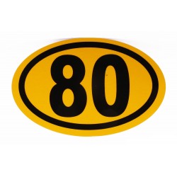 Maximum Speed 80 Km Oval Yellow Reflective Warning Sticker