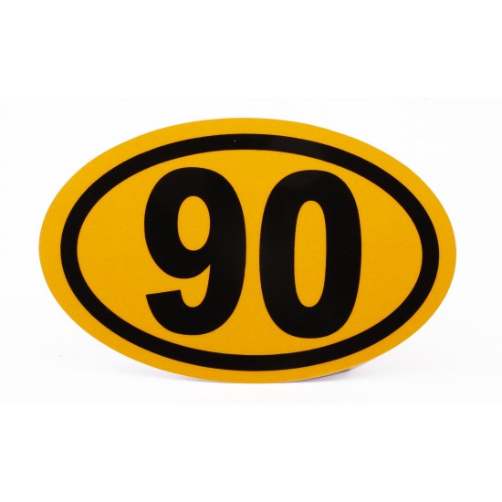 Maximum Speed 90 Km Oval Yellow Reflective Warning Sticker