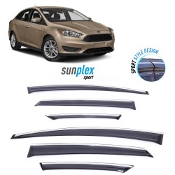 Ford Focus Sedan 2011-2018 Sunplex Sport Chrome Wind Deflector